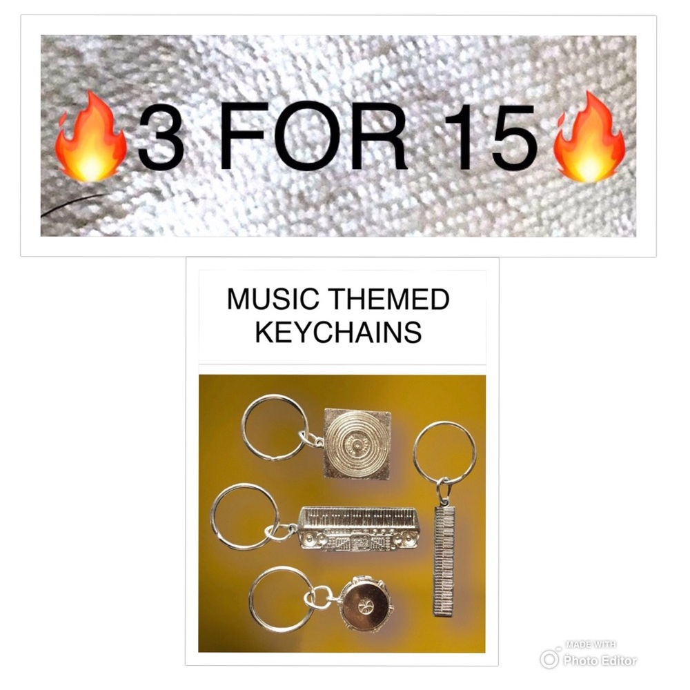 KEYCHAIN SET MUSICAL INSTRUMENT DRUM PIANO TURNTABLE BAND DJ PIANIST MISICIAN
